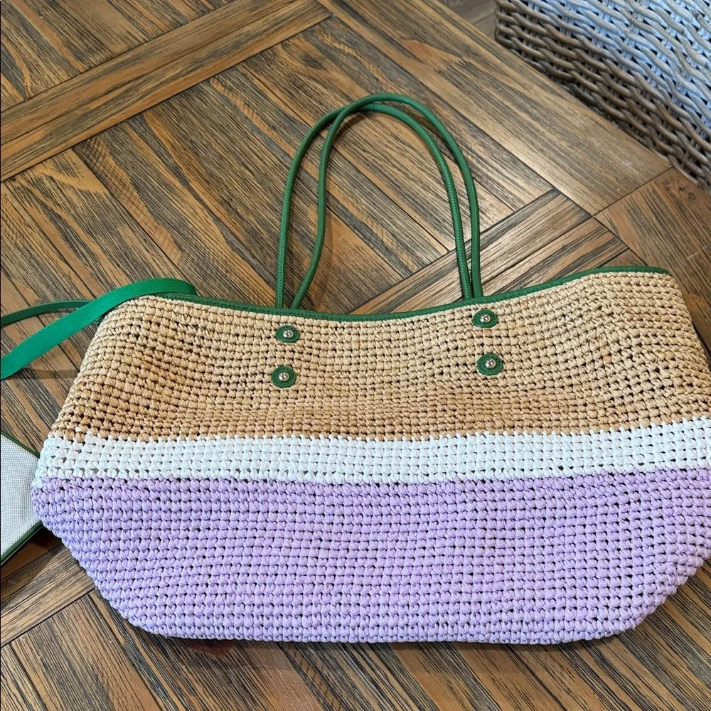 Kate Spade Green and Lavender Woven Tote - Picture 3 of 8